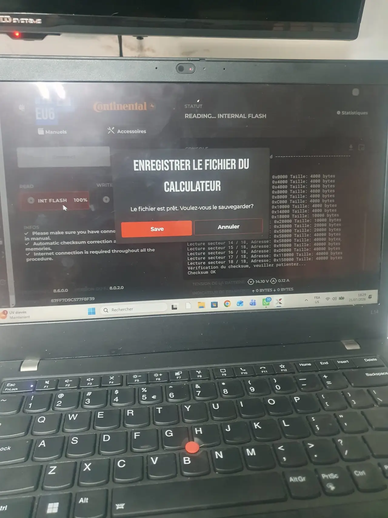 Lectura de ECU guardada durante el diagnóstico de un fallo EGR